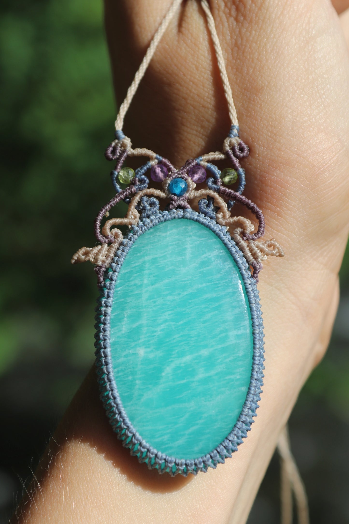 Butterfly paraiba blue AMAZONITE pendant