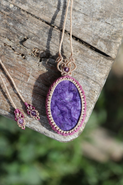High quality deep purple Charoite pendant