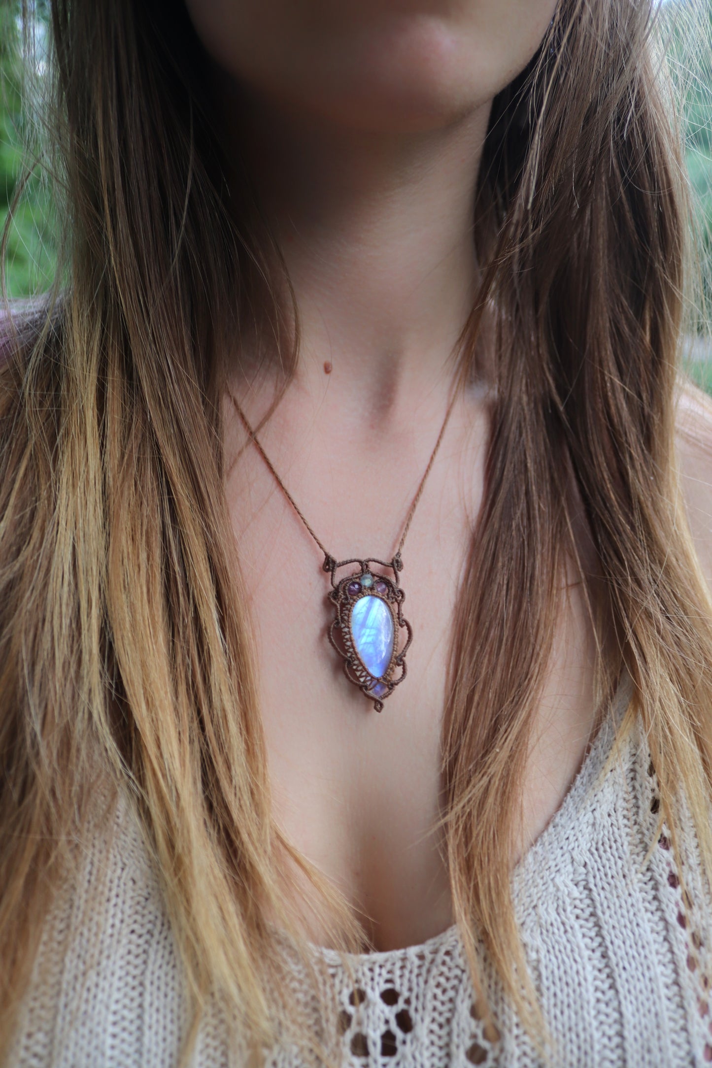 Clear baby blue moonstone pendant