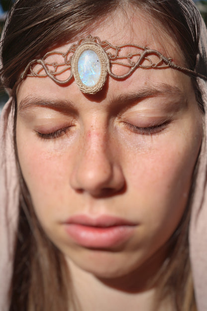 Blue Moonstone tiara, head jewelry