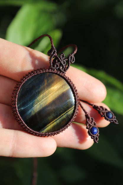 Blue Tigers eye pendant, unisex