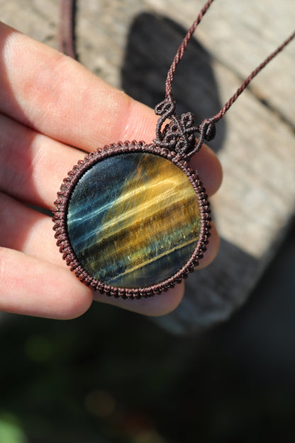 Blue Tigers eye pendant, unisex