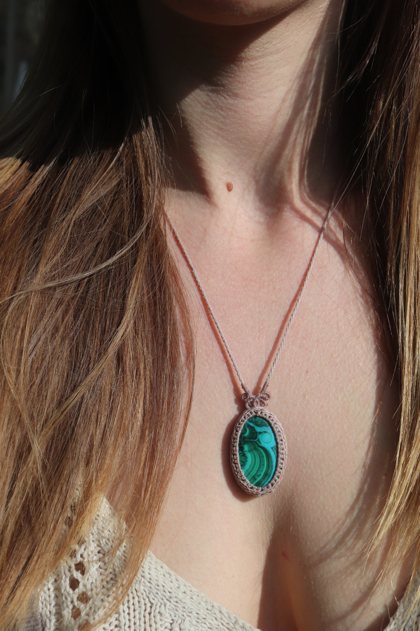 MALACHITE and blue chrysocolla pendant