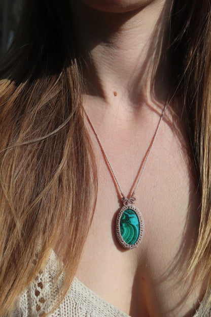 MALACHITE and blue chrysocolla pendant