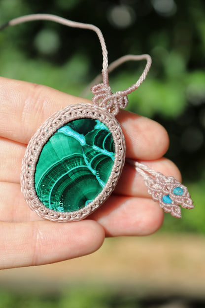 Pendentif chrysocolle MALACHITE chatoyante