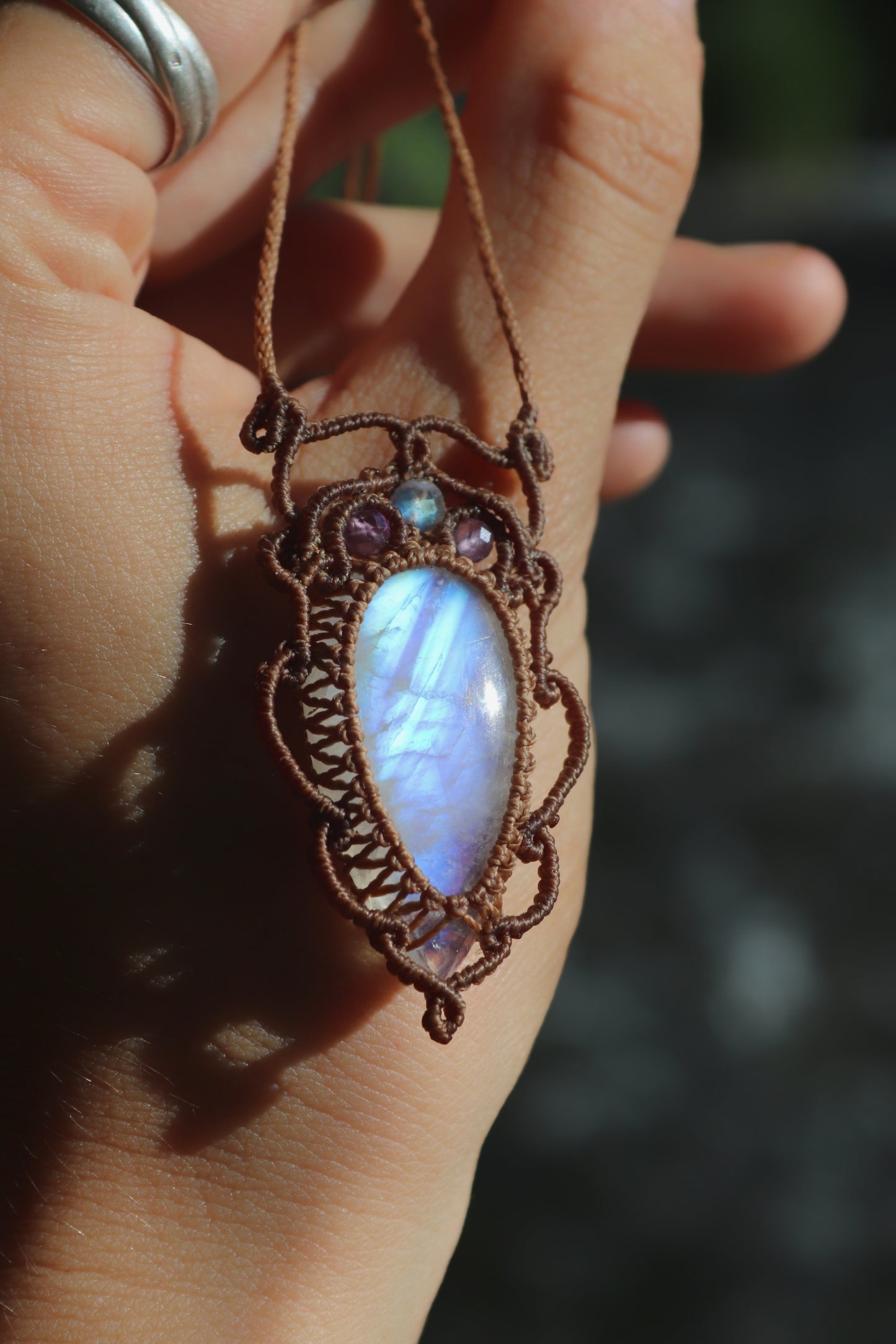Clear baby blue moonstone pendant