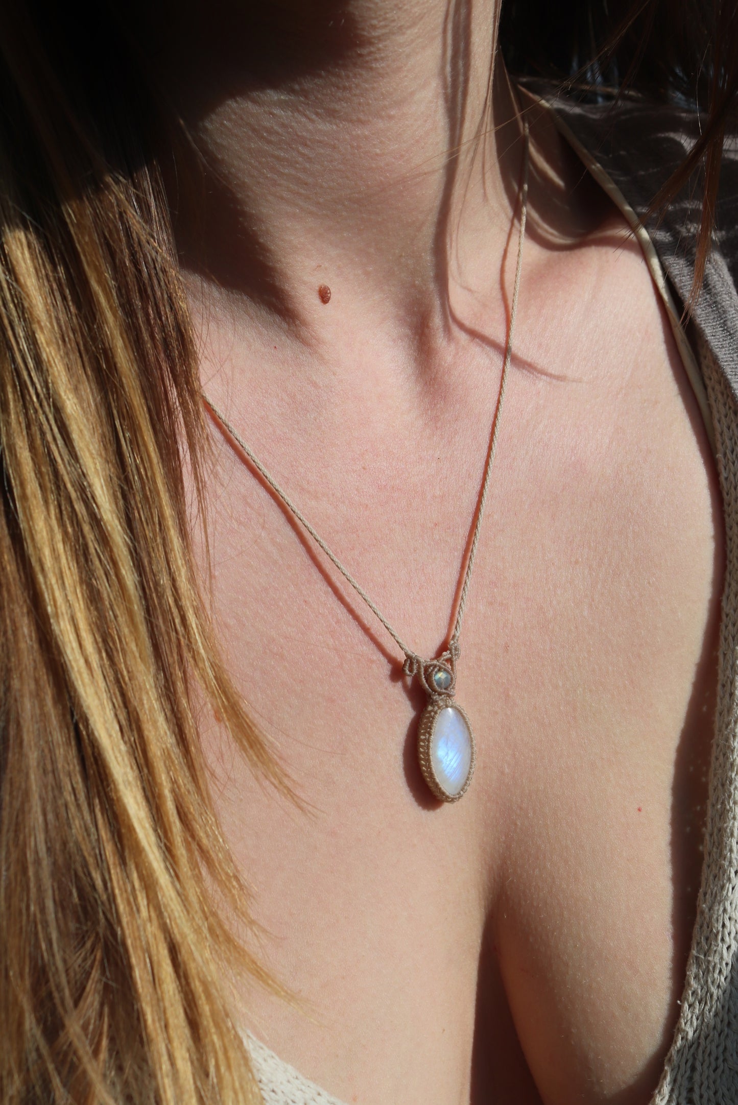 Dainty pastel blue MOONSTONE pendant