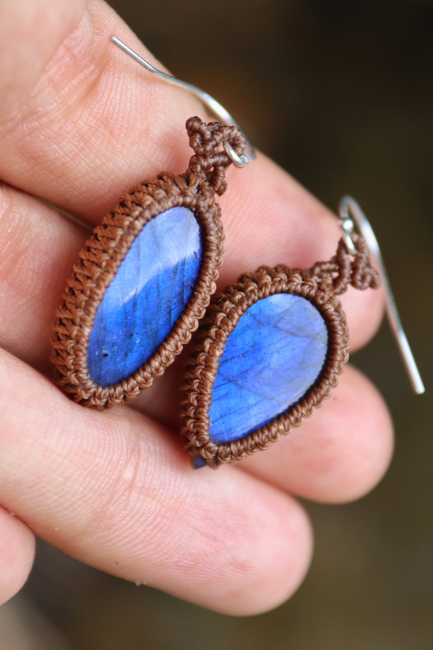 Dark blue labradorite earrings, timeless design, 925 silver