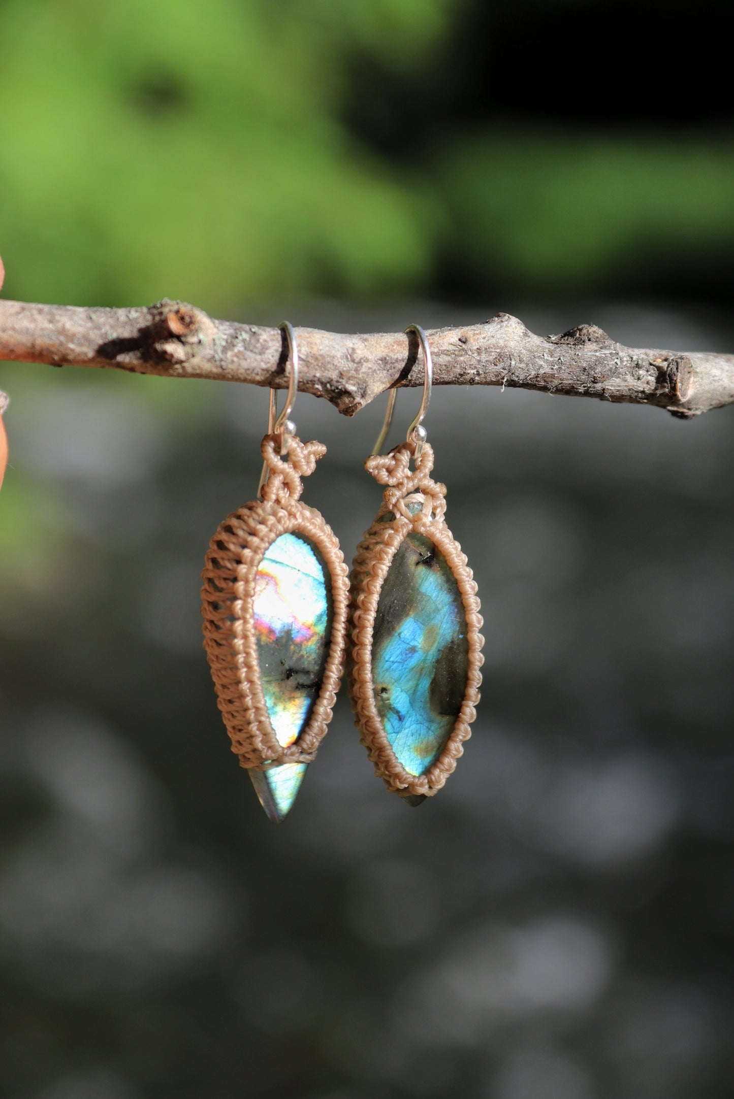 Flowing river sky blue labradorite earrings, 925 silver