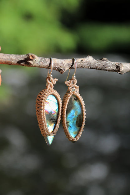 Flowing river sky blue labradorite earrings, 925 silver