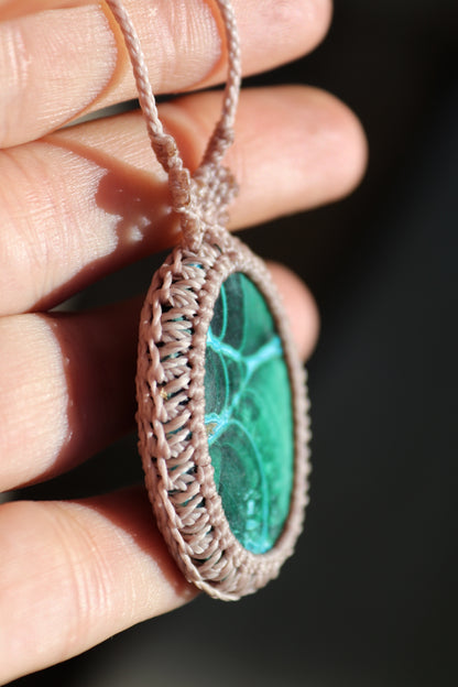 Pendentif chrysocolle MALACHITE chatoyante